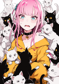 被貓咪包圍的少女 3