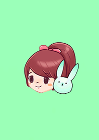 Blue Green Rabbit with Girls