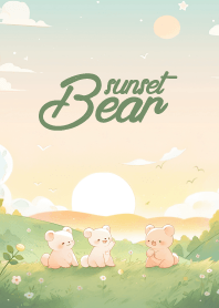 cute bear and beautiful sunset