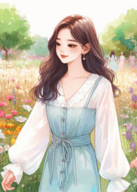 Minimal girl flower garden 48