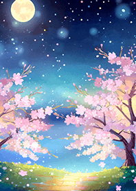 Beautiful night cherry blossoms#1517