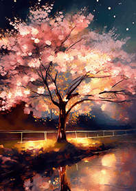 Beautiful night cherry blossoms#1164