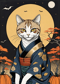 夜の月と星の猫 9eED63