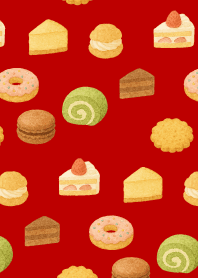 sweet treats on red & beige