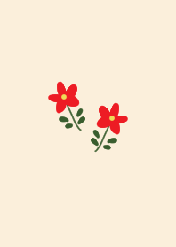 Red flowers and cream beige.
