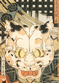 歌川芳藤《五拾三次之内猫之怪》