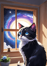 Night Moon Star Cat f7f7f2