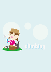 Climbing mountain girl blue