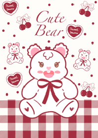 Cute bear cute biege and red
