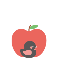 Tema bebek karet hitam dan apel