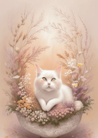 고양이와 꽃 RQhyW