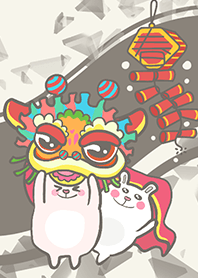 Lion Dance Bunny-Grey Brown (Gr7)