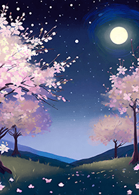 Beautiful night cherry blossoms#469
