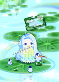 Amabie5 (music, penguin, water lily)