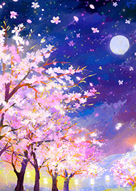 Beautiful night cherry blossoms#2094