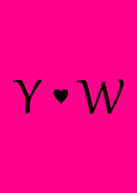 Initial "Y & W" Vivid pink & black.