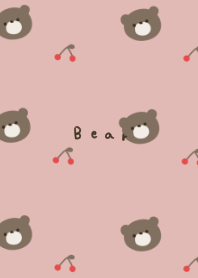 Cherry and bear. pink beige.