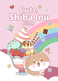 冰淇淋星空 可愛寶貝柴犬 櫻花粉紅色