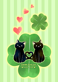Clover love cat happy green