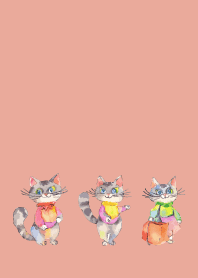 Cats' outing on pink & blue