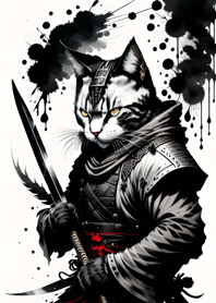 Ink wash cat samurai F9A0C9