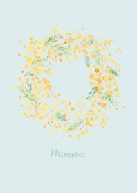 Mimosa watercolor wreath_02Green