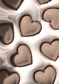 3D Glossy Tea with milk Heart.