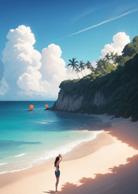 Summer beach, white clouds 1DE5ce