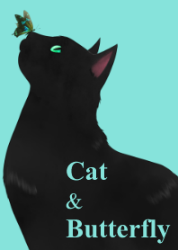 幸運を呼ぶ黒猫と蝶 Cat&Butterfly