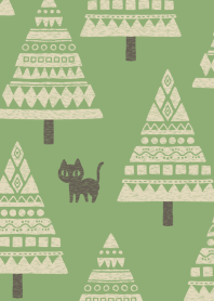 Nordic textile style - BLACK CAT FOREST