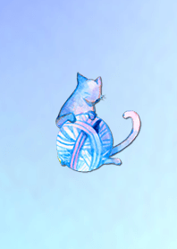 Summer watercolor cat