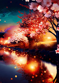 Beautiful night cherry blossoms#1512