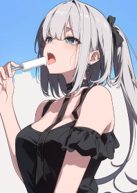 Beautiful girl eats popsicle 12