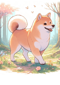 Blossom Wanderer: Shiba Inu's Day Out