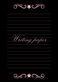 Writing paper Star -Black&Pink-