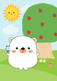 Fat White Bear in Forest Theme
