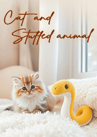 cat and stuffed animal-Year of the Snake