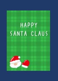 HAPPY SANTA CLAUSj-GR CHECKERED-NAVYBLUE