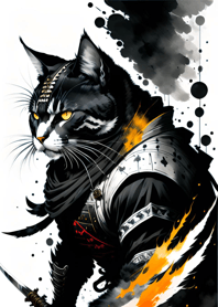 Ink wash cat samurai a13c97