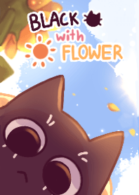 Black cat with sunflower