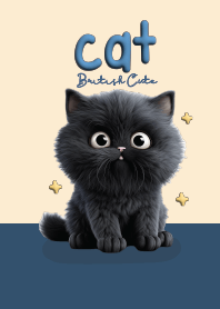 Hi! Cat Black British Cute (Navy)