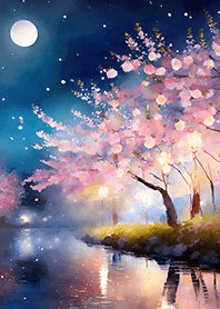 Beautiful night cherry blossoms#1160