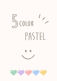 5 colors pastel heart .