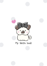 Pug&Ribbon:white dot