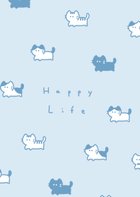 ゆるい猫。水色と青