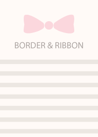 BORDER & RIBBON -BEIGE+PINK-