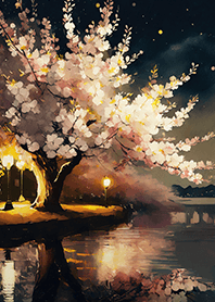 Beautiful night cherry blossoms#2767