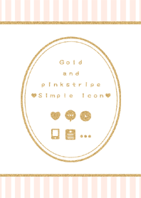 Gold and pinkstripe Simple icon