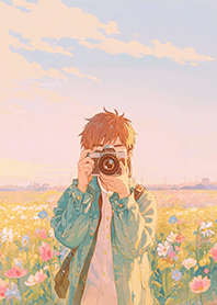 Photographer Boy and Flower Field 1i