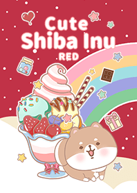 冰淇淋星空 可愛寶貝柴犬 紅色